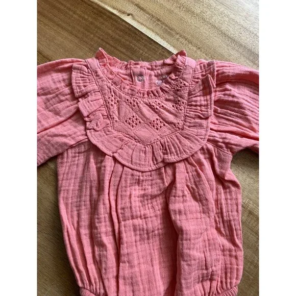 Cat & Jack Baby Girls Dusty Coral Long-Sleeve Bodysuit Romper Size NB - Picture 3 of 10